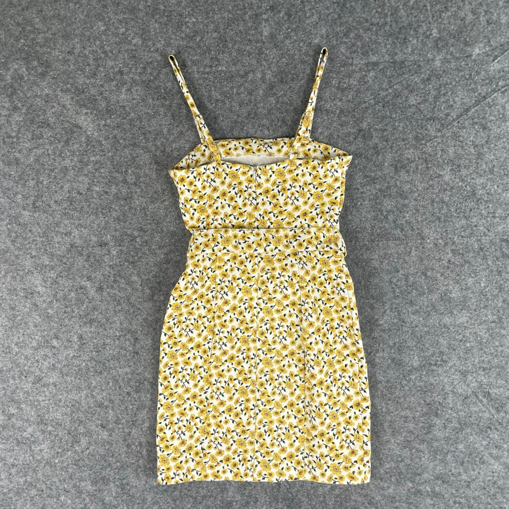 Forever 21 Sunflower Floral Mini Dress w/ Belt Yellow 90s Cottagecore Small - Picture 9 of 13